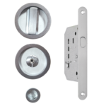Maniglia Incasso Tonda Porta Scorrevole modello 3666R WC d.57/48 con Nottolino+Serratura E50 Cromo Satinato | Fimet Maniglie